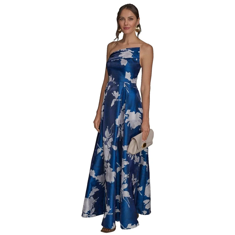 donna karan blue dress Donna Karan Women's Printed Scarf Sheath Dress - Tide Cream